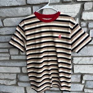 Classic Striped Tee with Red Accents